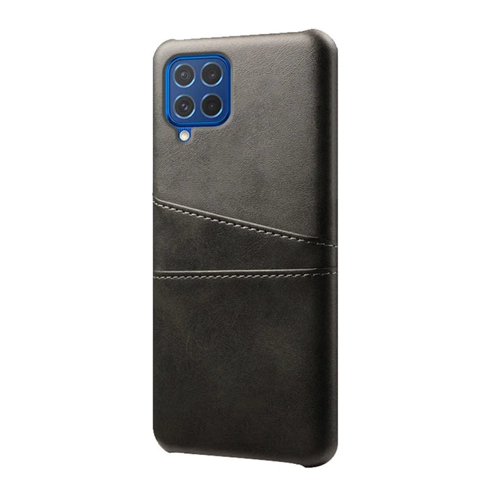 Double Card Slots PU Leather Coated Plastic Case for Samsung Galaxy M62 / F62 - Black - 2