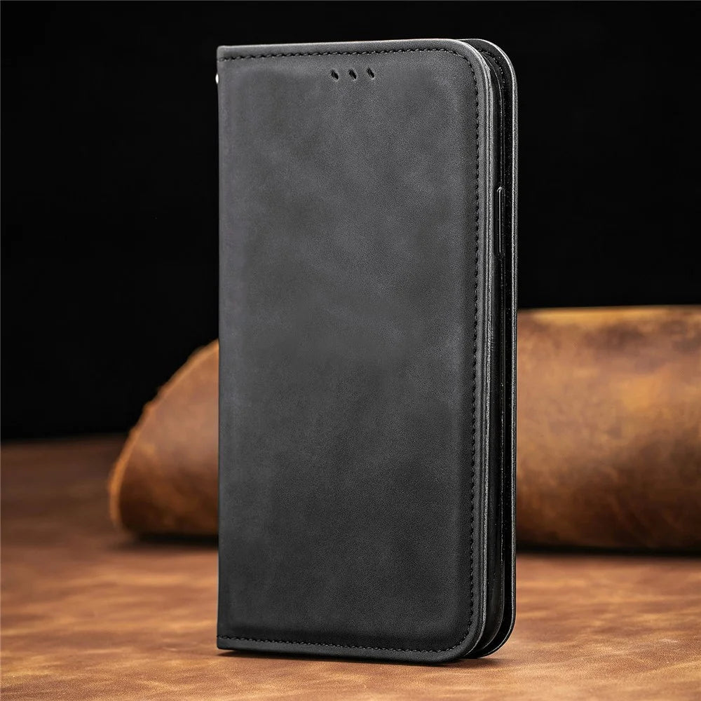 Autp-absorbed Vintage Skin Feeling PU Leather Phone Case for Samsung Galaxy A51 4G SM-A515 - Black - 2