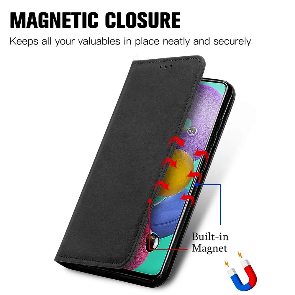 Autp-absorbed Vintage Skin Feeling PU Leather Phone Case for Samsung Galaxy A51 4G SM-A515 - Black - 4