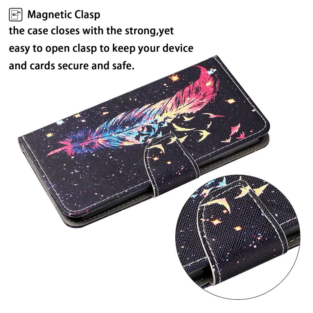 Pattern Printing Wallet Design Phone Cover PU Leather Stand Case with Strap for Samsung Galaxy S20 FE/S20 Fan Edition/S20 FE 5G/S20 Fan Edition 5G/S20 Lite/S20 FE 2022 - Feather - 5
