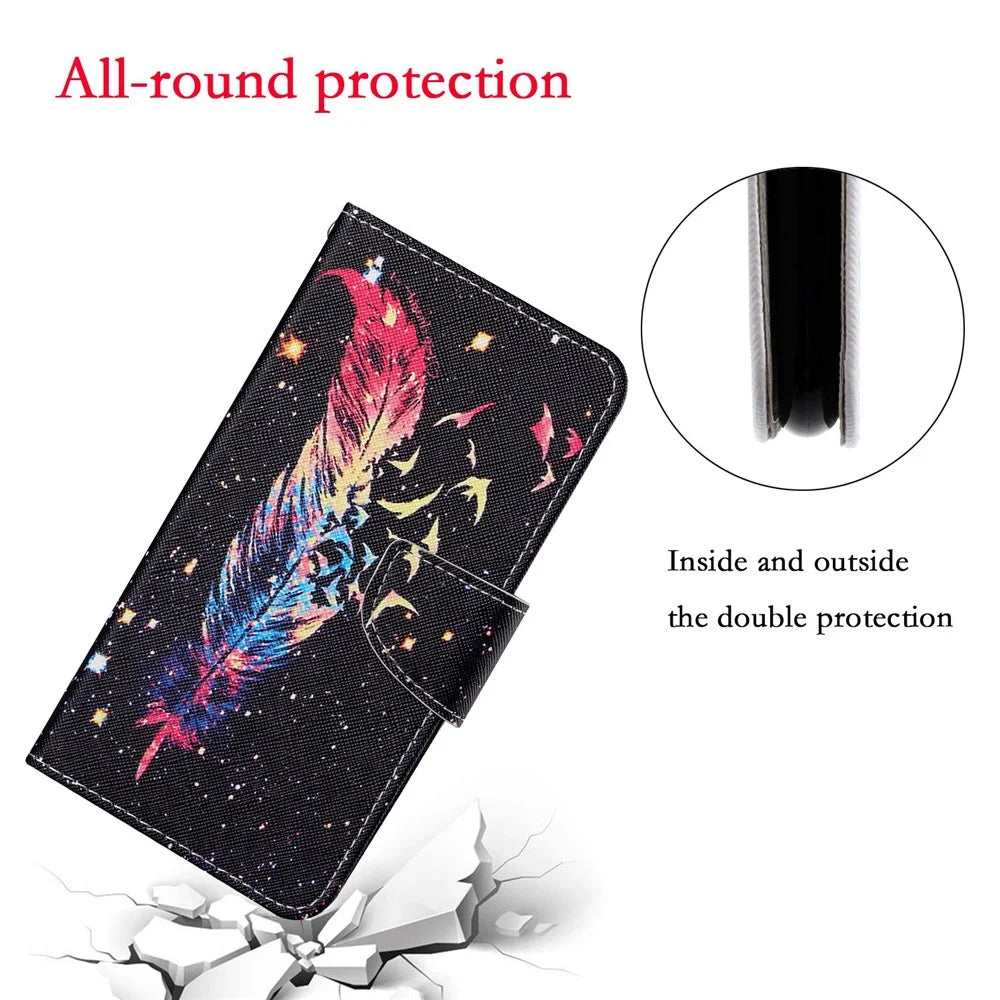 Pattern Printing Wallet Design Phone Cover PU Leather Stand Case with Strap for Samsung Galaxy S20 FE/S20 Fan Edition/S20 FE 5G/S20 Fan Edition 5G/S20 Lite/S20 FE 2022 - Feather - 6