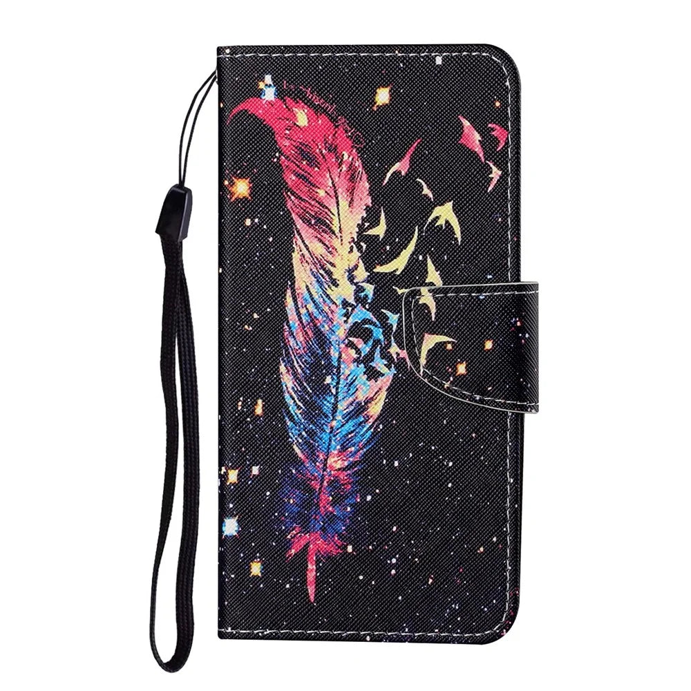 Pattern Printing Wallet Design Phone Cover PU Leather Stand Case with Strap for Samsung Galaxy S20 FE/S20 Fan Edition/S20 FE 5G/S20 Fan Edition 5G/S20 Lite/S20 FE 2022 - Feather - 7