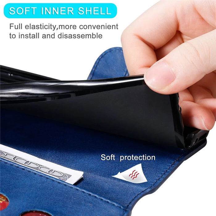 Quality Wallet Stand Flip Leather Phone Case for Samsung Galaxy A32 4G (EU Version) - Blue - 6