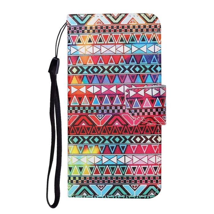 Cross Texture Pattern Printing PU Leather Full Protection Wallet Stand Phone Cover Case for Samsung Galaxy A51 4G SM-A515 - Geometry Pattern - 2