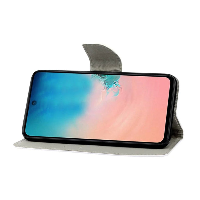 Cross Texture Pattern Printing PU Leather Full Protection Wallet Stand Phone Cover Case for Samsung Galaxy A51 4G SM-A515 - Geometry Pattern - 4