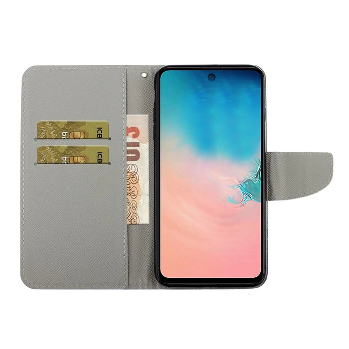 Cross Texture Pattern Printing PU Leather Full Protection Wallet Stand Phone Cover Case for Samsung Galaxy A51 4G SM-A515 - Geometry Pattern - 5