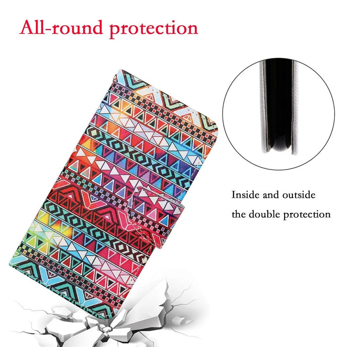 Cross Texture Pattern Printing PU Leather Full Protection Wallet Stand Phone Cover Case for Samsung Galaxy A51 4G SM-A515 - Geometry Pattern - 7