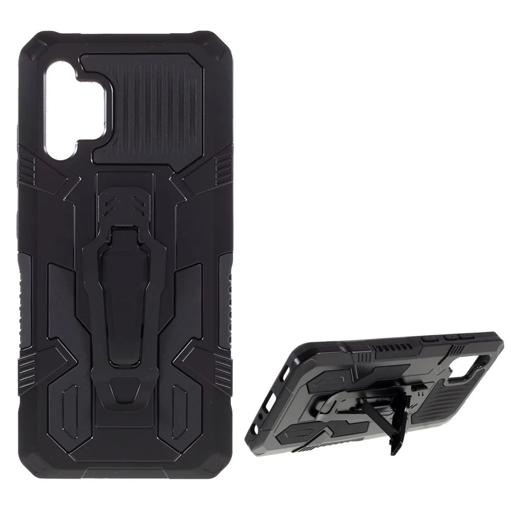 Kickstand Back Clip Design Hybrid Phone Case Shell for Samsung Galaxy A32 4G [EU Version] - Black - 1