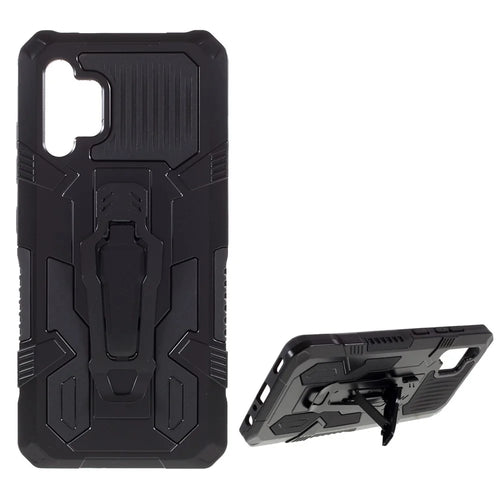 Kickstand Back Clip Design Hybrid Phone Case Shell for Samsung Galaxy A32 4G [EU Version] - Black - 1