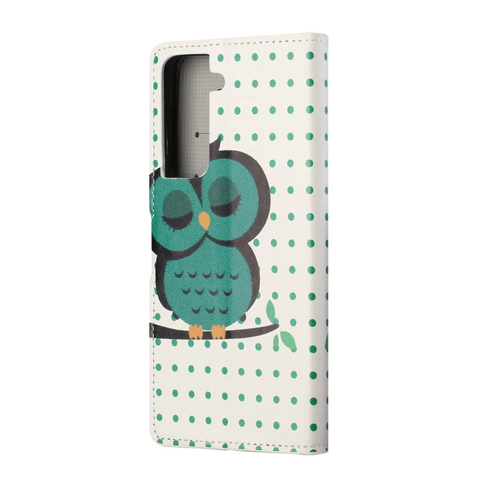 Pattern Printing Leather Wallet Stand Case for Samsung Galaxy S21 FE - Single Owl - 3