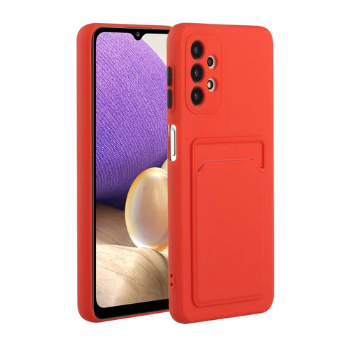 Drop-resistant Soft TPU Phone Case with Card Holder Cover for Samsung Galaxy A32 4G - Watermelon Red - 1