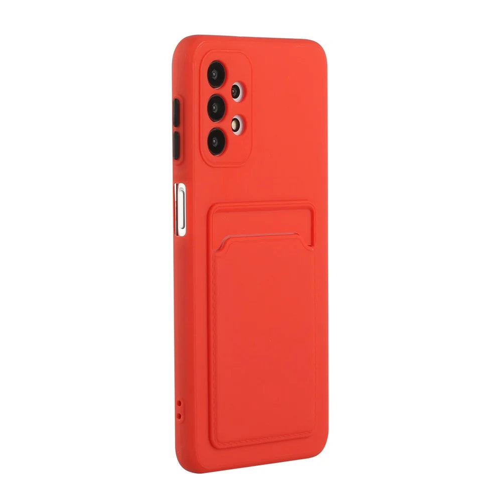 Drop-resistant Soft TPU Phone Case with Card Holder Cover for Samsung Galaxy A32 4G - Watermelon Red - 4