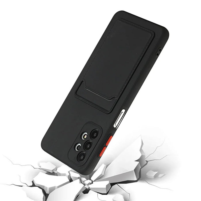 Well-Protected Soft TPU Phone Case with Card Holder Cover for Samsung Galaxy A52 4G/5G / A52s 5G - Black - 3