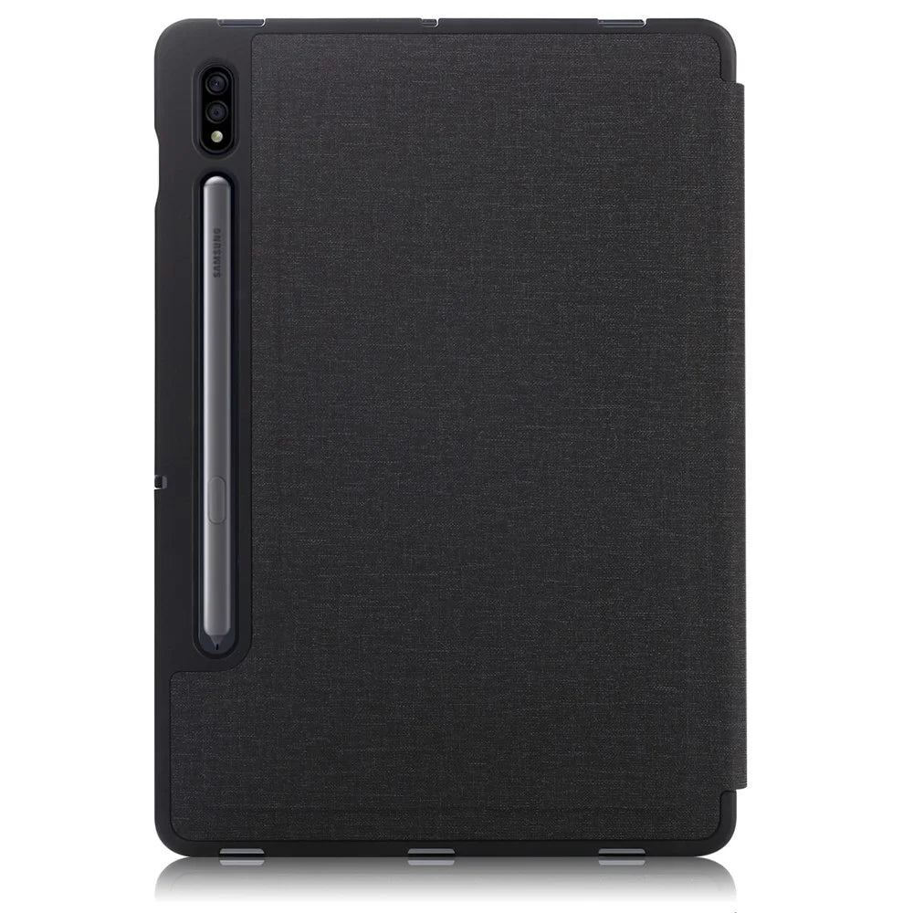Origami Stand Strong Magnet Leather Smart Case with Pen Slot for Samsung Galaxy Tab S7 T870 T875/Tab S8 - Black - 3
