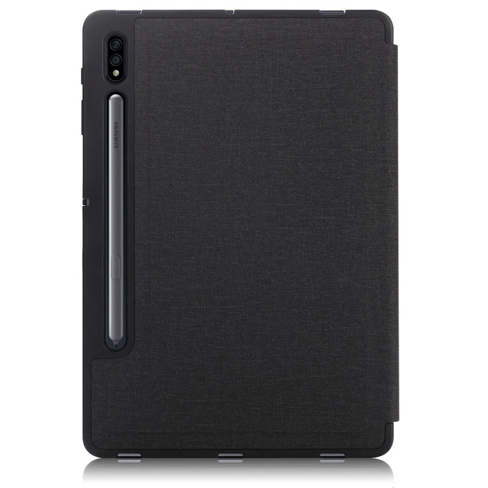 Origami Stand Wake Sleep Smart Leather Case with Pen Holder for Samsung Galaxy Tab S7+ T970 T975 / Tab S8+ - Black - 3