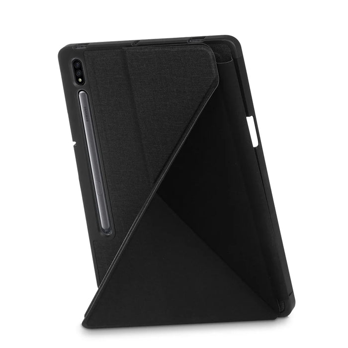 Origami Stand Wake Sleep Smart Leather Case with Pen Holder for Samsung Galaxy Tab S7+ T970 T975 / Tab S8+ - Black - 4