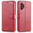 AZNS Wallet Design Leather Shell Phone Stand Cover Case for Samsung Galaxy A32 4G - Red - 1