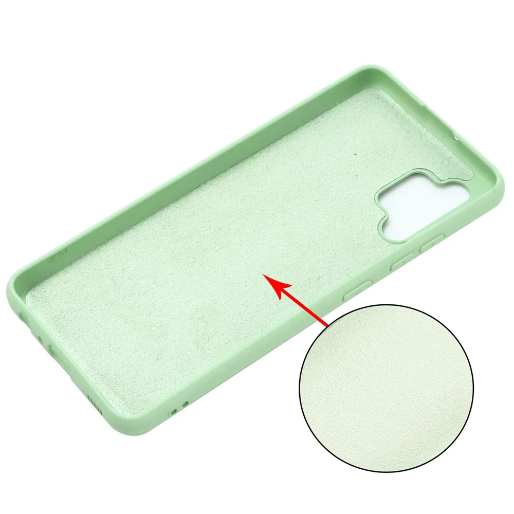 Well-Protected Solid Color Liquid Silicone Phone Protective Shell with Strap for Samsung Galaxy A32 4G - Green - 3
