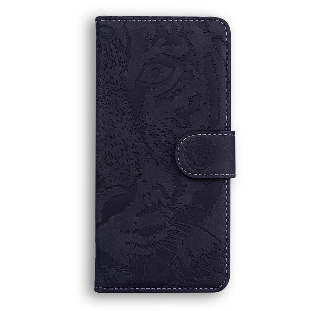 Imprinted Tiger Pattern Leather Wallet Cover Case with Stand for Samsung Galaxy A32 4G (EU Version) - Black - 3