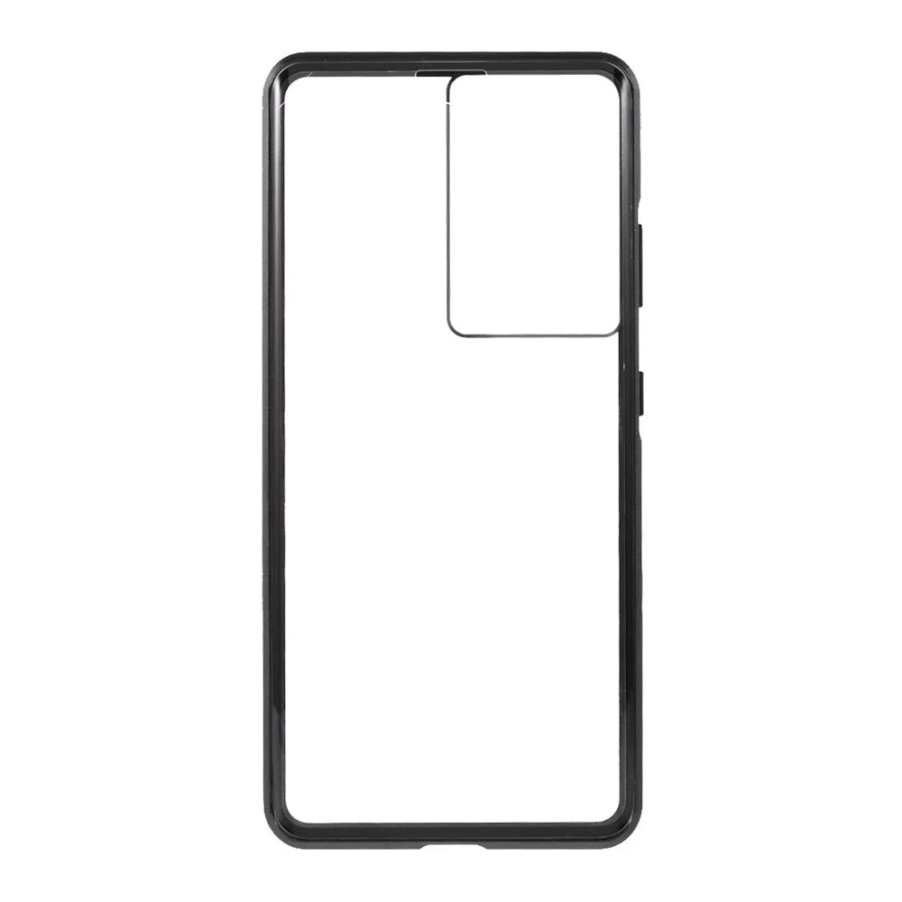 For Samsung Galaxy S21 Ultra 5G Full Body Case Magnetic Tempered Glass Double-Sided Phone Case - Black - 3