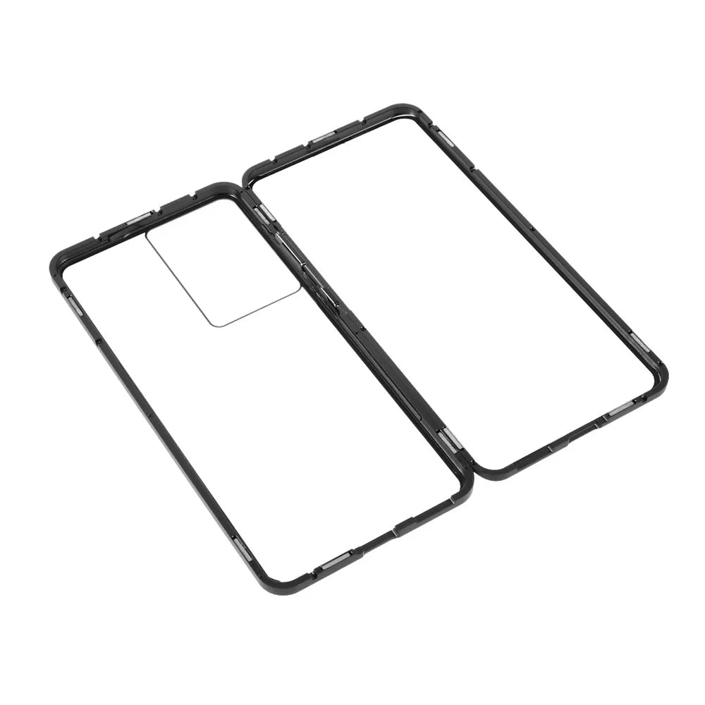 For Samsung Galaxy S21 Ultra 5G Full Body Case Magnetic Tempered Glass Double-Sided Phone Case - Black - 7