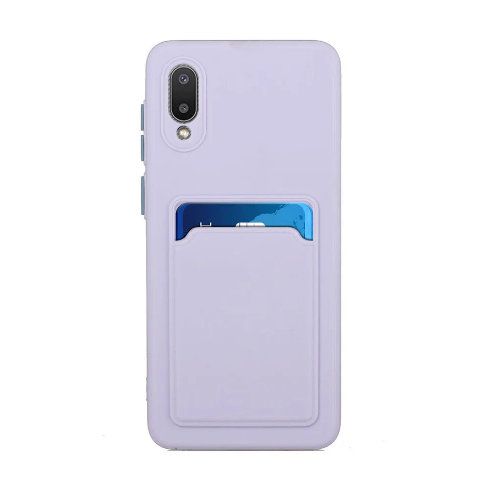 Soft TPU Phone Back Case Cover with Card Holder for Samsung Galaxy M02 / A02 - Light Purple - 1