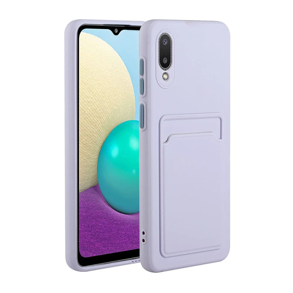 Soft TPU Phone Back Case Cover with Card Holder for Samsung Galaxy M02 / A02 - Light Purple - 2