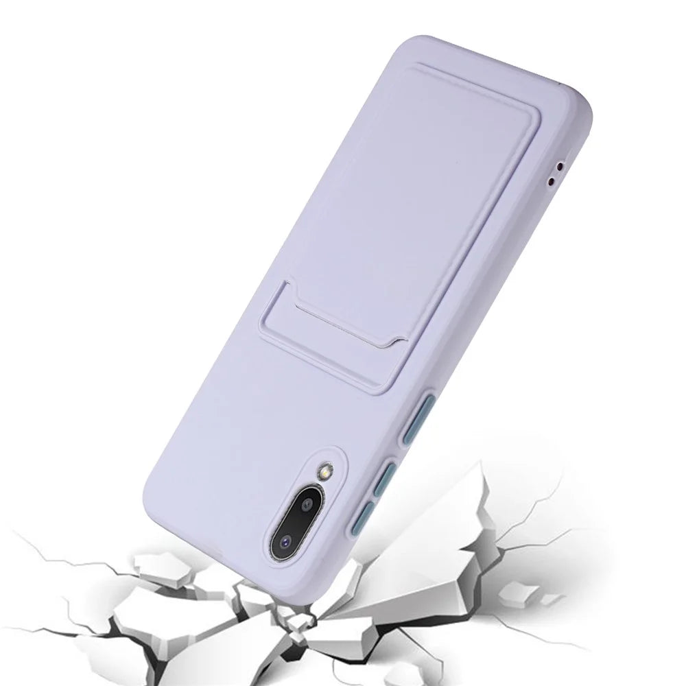 Soft TPU Phone Back Case Cover with Card Holder for Samsung Galaxy M02 / A02 - Light Purple - 3