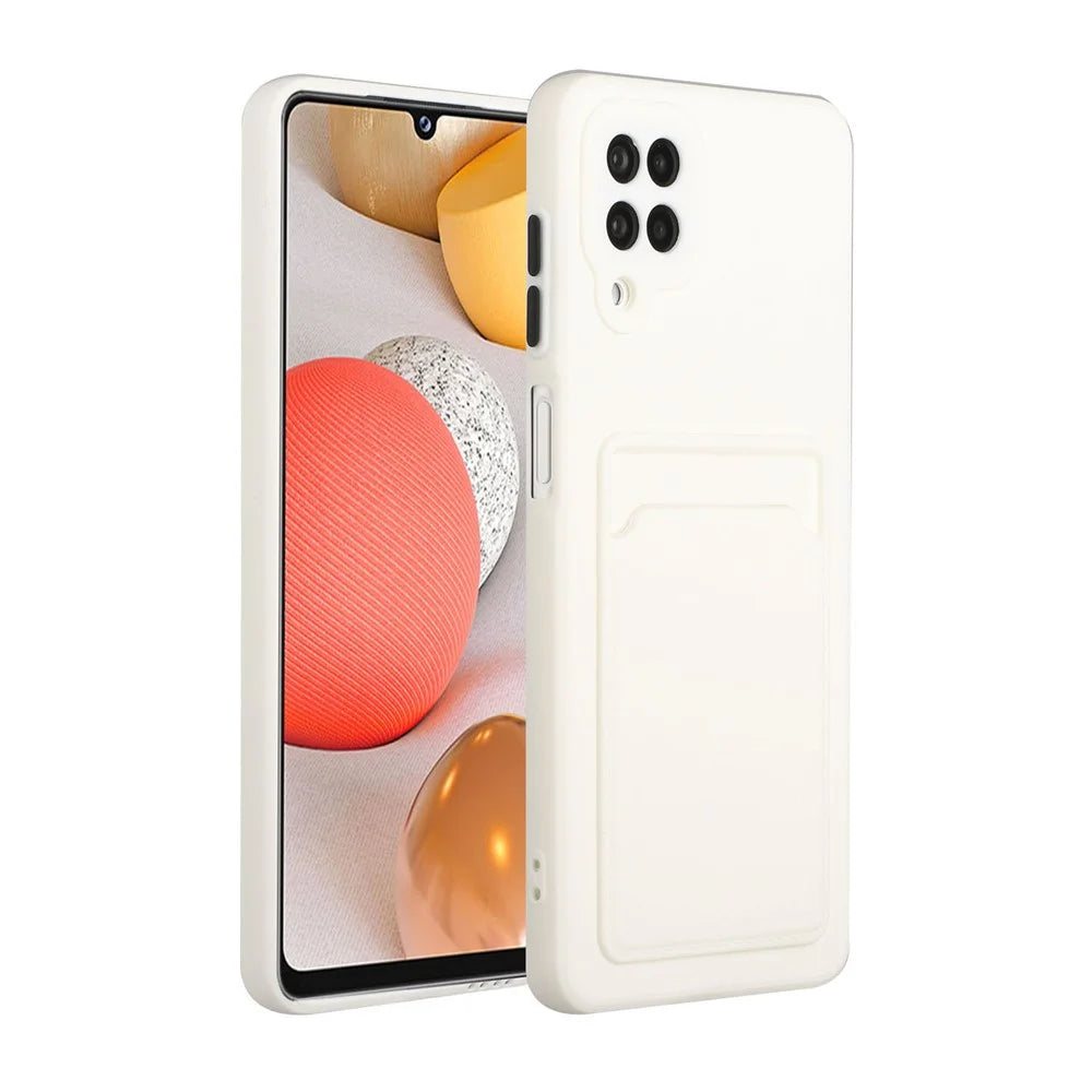 Soft TPU Phone Protection Case Cover with Card Holder for Samsung Galaxy M12 / A12 - White - 1