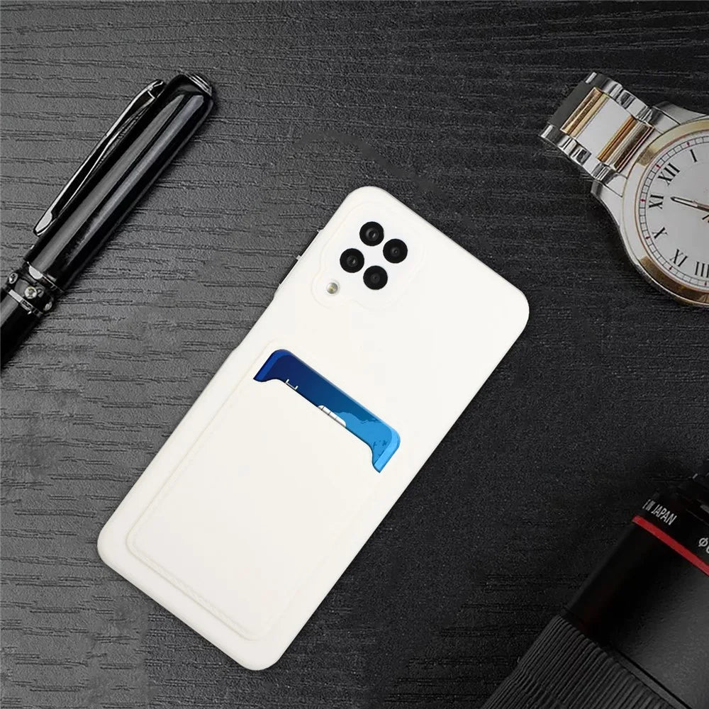 Soft TPU Phone Protection Case Cover with Card Holder for Samsung Galaxy M12 / A12 - White - 6