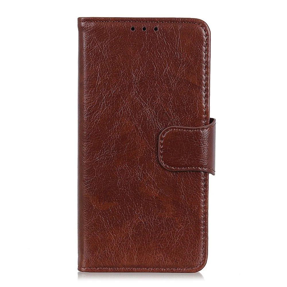 Nappa Texture Split Leather Wallet Shell Case for Samsung Galaxy S21 FE - Brown - 2