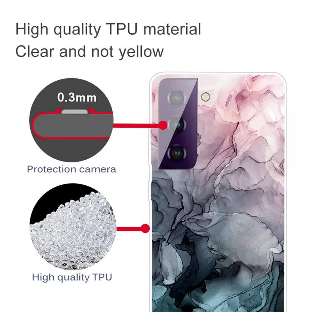 Marble Pattern TPU Cell Phone Case for Samsung Galaxy S21 FE - Style A - 2