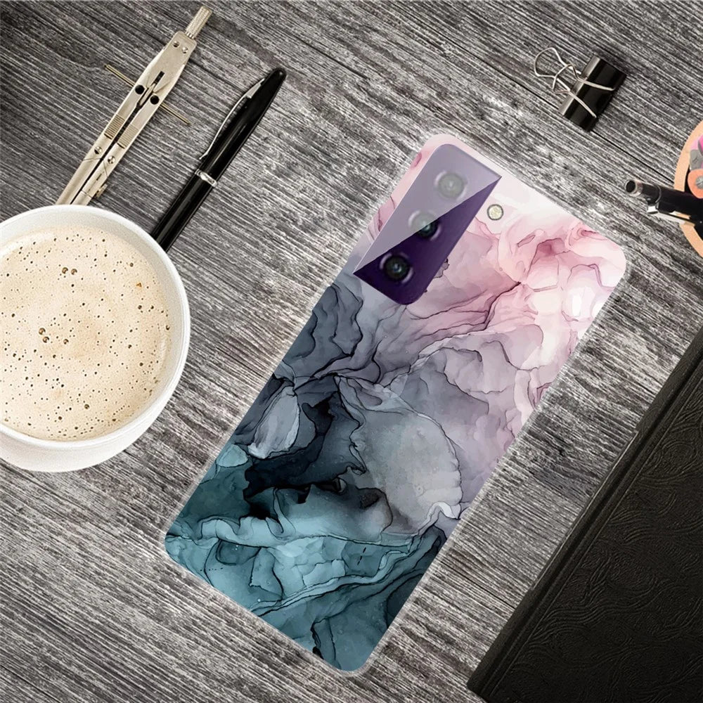 Marble Pattern TPU Cell Phone Case for Samsung Galaxy S21 FE - Style A - 4