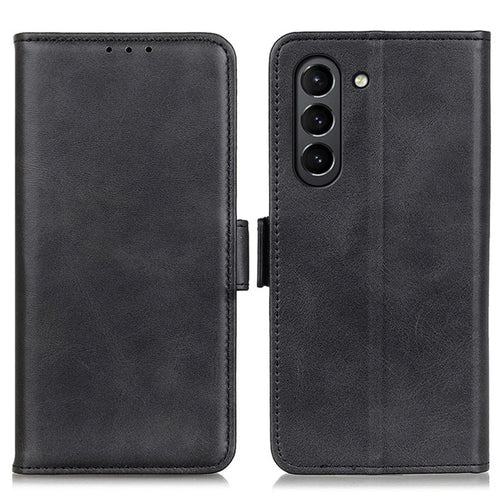 Magnetic Double Clasp PU Leather Protective Wallet Case for Samsung Galaxy S21 FE - Black - 1