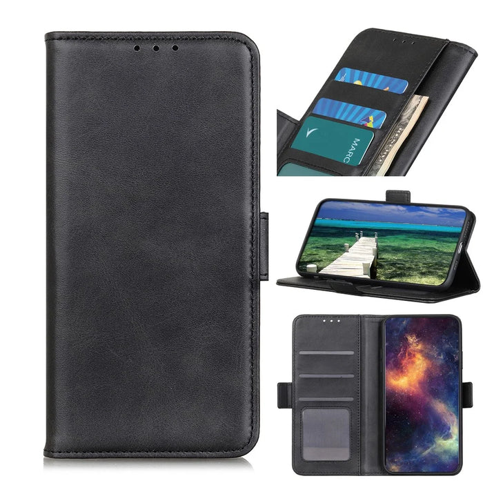 Magnetic Double Clasp PU Leather Protective Wallet Case for Samsung Galaxy S21 FE - Black - 7