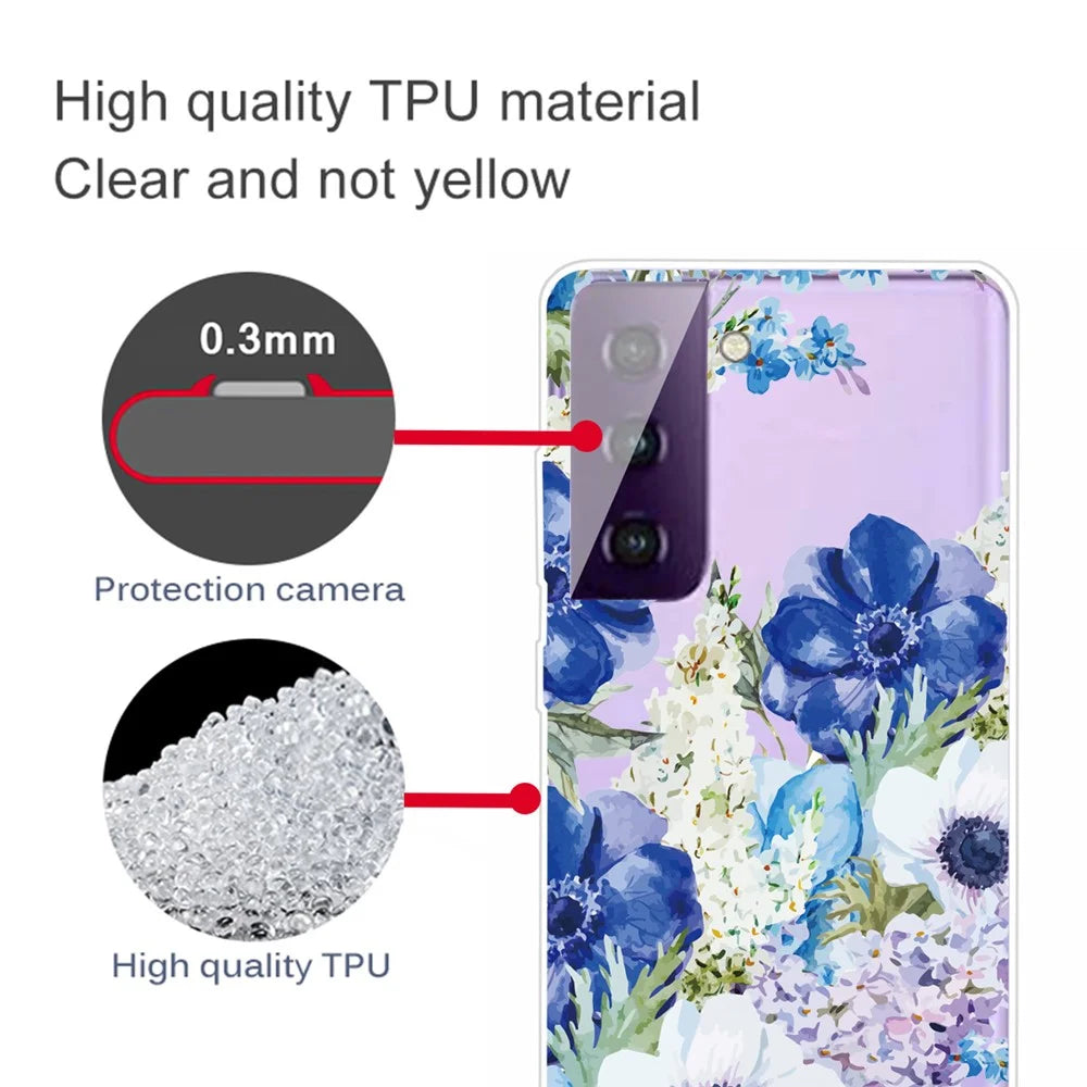 Pattern Printing Design TPU Case Shell for Samsung Galaxy S21 FE - Flower - 2