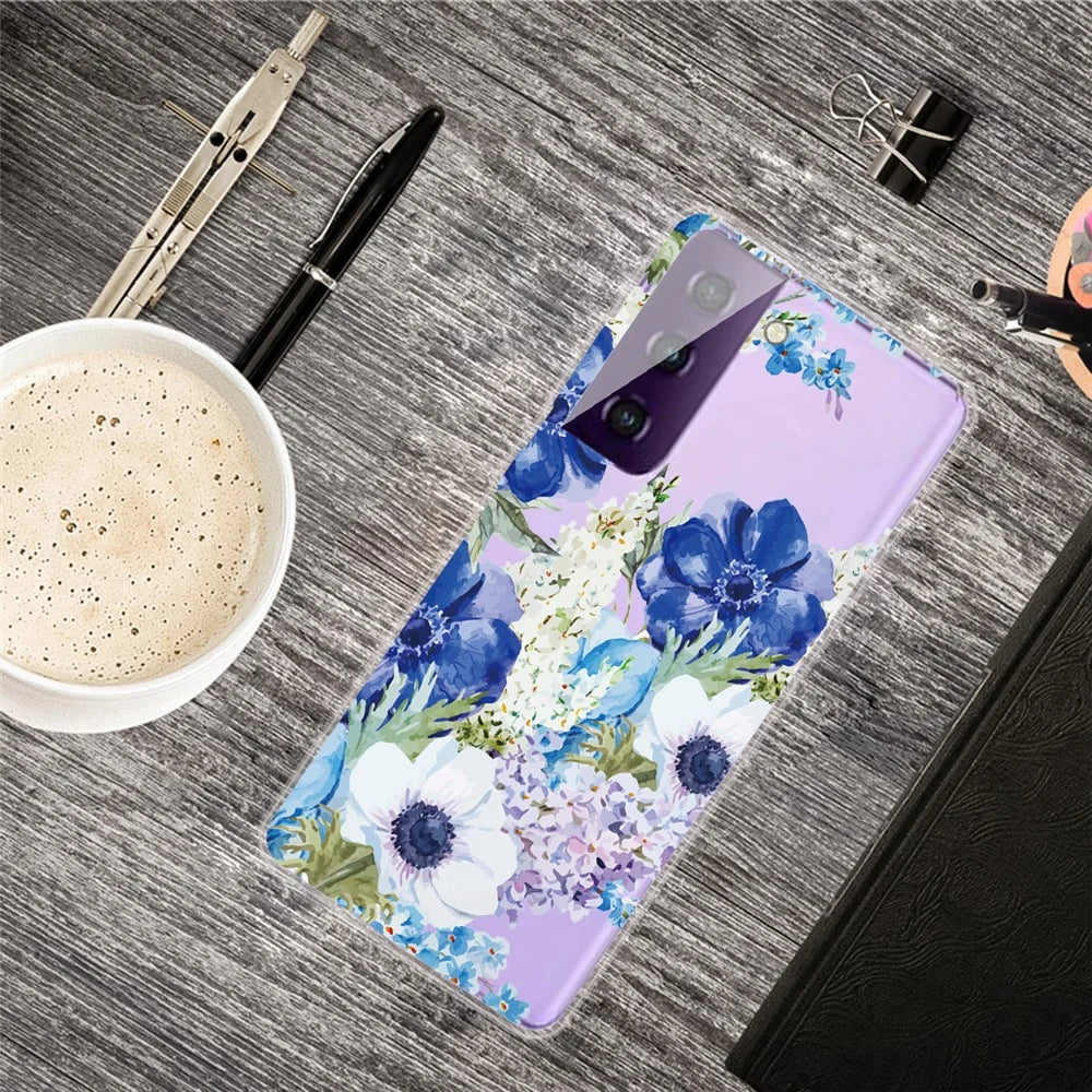Pattern Printing Design TPU Case Shell for Samsung Galaxy S21 FE - Flower - 4