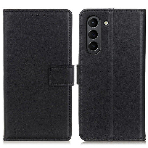 PU Leather Stand Wallet Case with Card Slots for Samsung Galaxy S21 FE - Black - 1