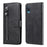 Zipper Pocket Leather Protector Wallet Stand Case for Samsung Galaxy M02/A02 - Black - 1
