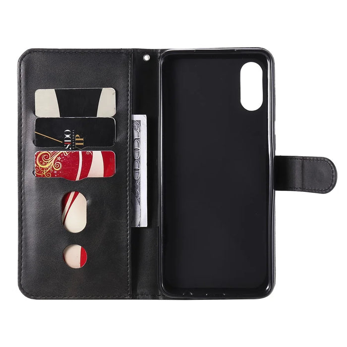 Zipper Pocket Leather Protector Wallet Stand Case for Samsung Galaxy M02/A02 - Black - 6