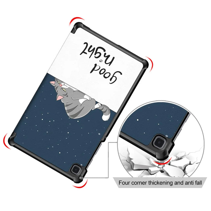 Tri-fold Stand PU Leather Pattern Printing Tablet Cover Smart Case for Samsung Galaxy Tab A7 Lite 8.7-inch T220 / T225 - Cat - 6