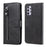 Zipper Pocket Wallet Leather Stand Phone Case Cover for Samsung Galaxy A32 4G (EU Version) - Black - 1