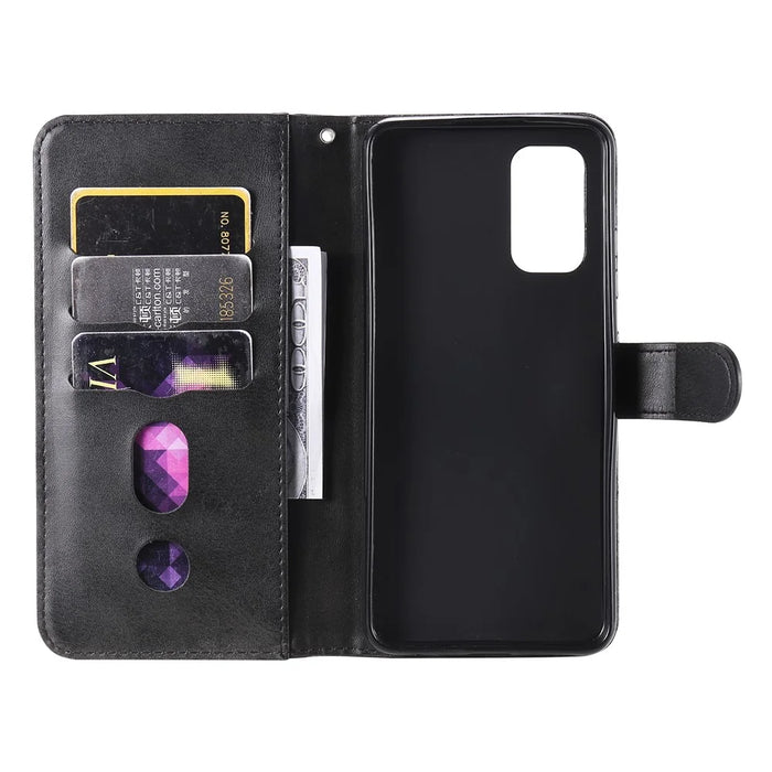 Zipper Pocket Wallet Leather Stand Phone Case Cover for Samsung Galaxy A32 4G (EU Version) - Black - 3