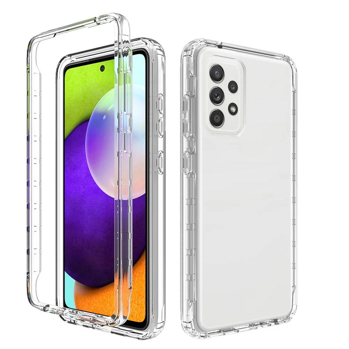 2-in-1 Gradient Color Design PC+TPU Phone Case for Samsung Galaxy A52 4G/5G / A52s 5G - Transparent - 1