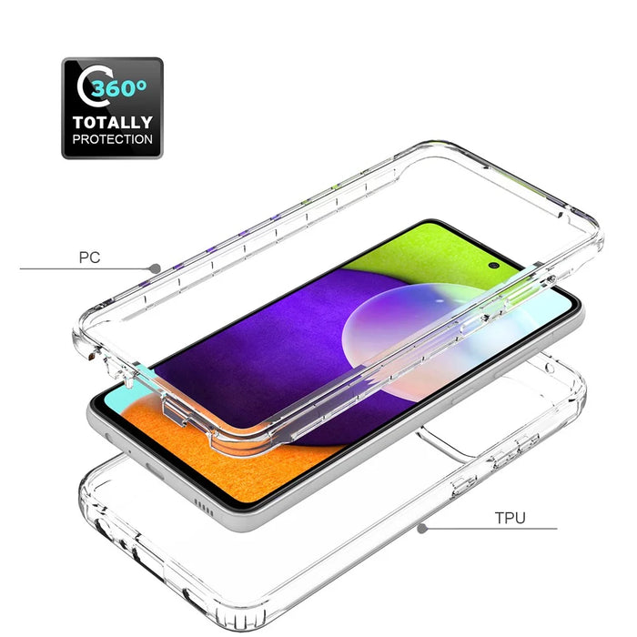 2-in-1 Gradient Color Design PC+TPU Phone Case for Samsung Galaxy A52 4G/5G / A52s 5G - Transparent - 3