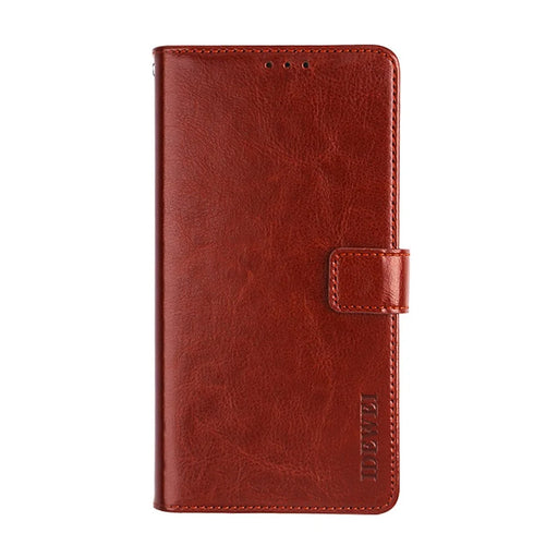 IDEWEI Folio Flip Crazy Horse Texture Leather Mobile Casing with Wallet Stand for Samsung Galaxy Xcover 5 - Brown - 2