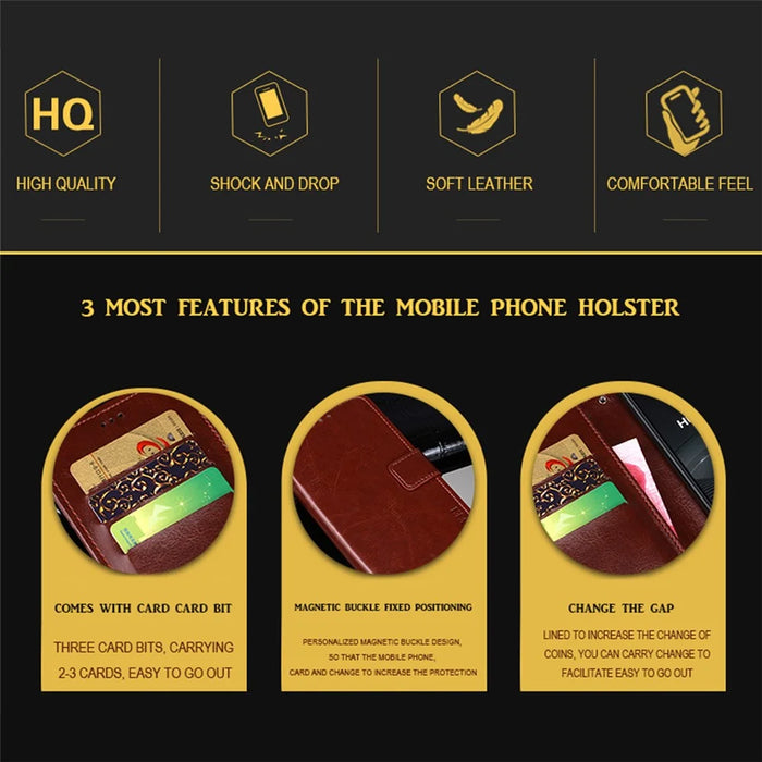IDEWEI Folio Flip Crazy Horse Texture Leather Mobile Casing with Wallet Stand for Samsung Galaxy Xcover 5 - Brown - 3