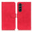 KHAZNEH Vintage Style Leather Wallet Stand Phone Casing for Samsung Galaxy S21 FE - Red - 1