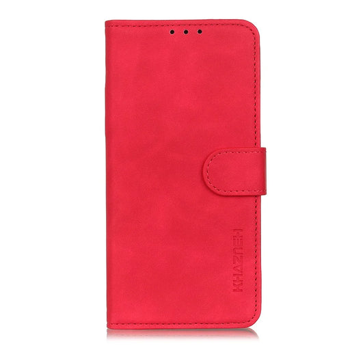 KHAZNEH Vintage Style Leather Wallet Stand Phone Casing for Samsung Galaxy S21 FE - Red - 2