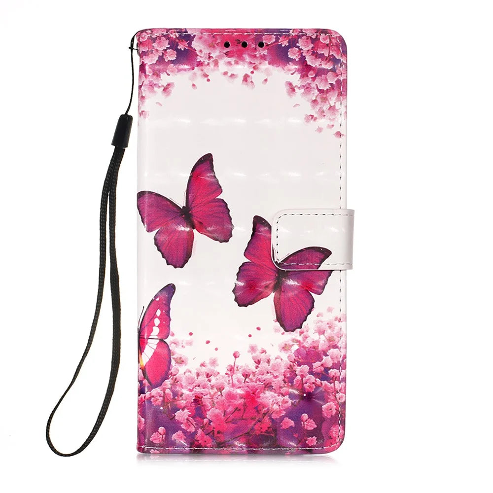 Lanyard Design Leather Phone Pattern Printing Design Case with Wallet Stand for Samsung Galaxy Xcover 5 - Rose Butterfly - 2